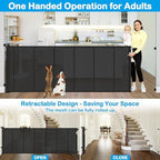 Reinforced 42" Extra Tall Retractable Dog Gate, 200" Extra Wide Baby Gate with Support Rods-Prevent Crawling Through, Outdoor/Indoor Baby Fence/Barrier/Blocker for Home, 16ft Retractable Garage Gate - Image 6