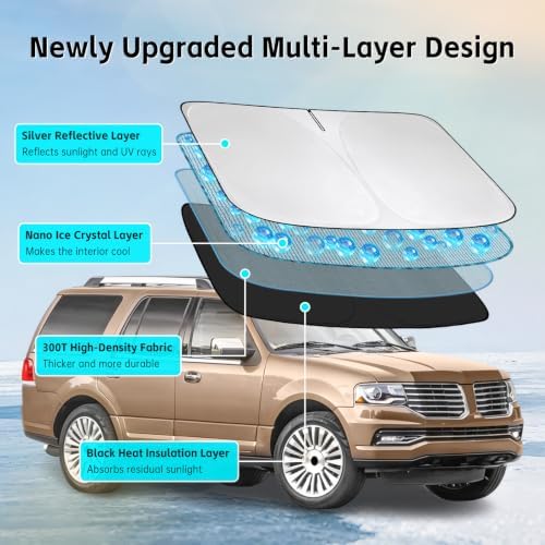 Windshield Sun Shade for Lincoln Navigator 2007-2026 Sunshade - Image 3