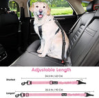 SlowTon Dog Car Seat Belt, 3 in 1 Latch Bar Attachment Dog Safety Seatbelt | Hook Latch Bar& Seatbelt Buckle, Reflective, Heavy Duty Nylon, Durability, Easy of Use, for Travel Riding, Pink, 35.5" - Image 2