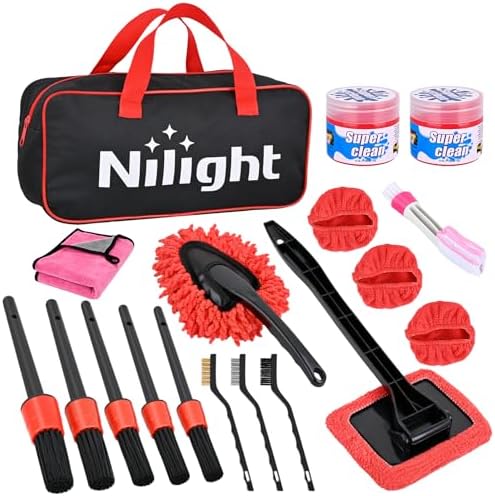 Nilight 15PCS Car Detailing Kit for Interior Exterior Car Care, Red by Nilight
