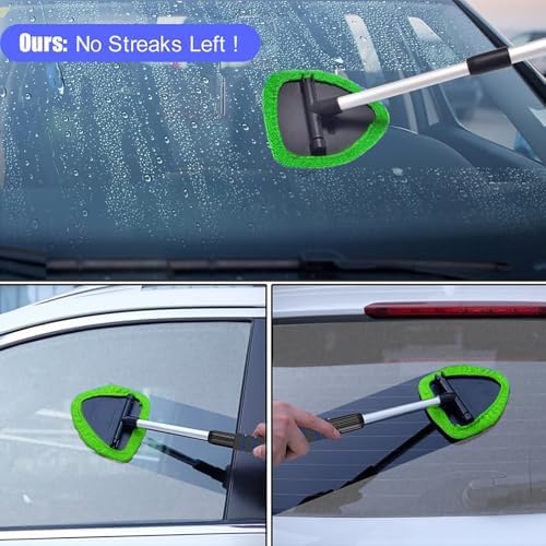 desin Windshield Cleaning Tool, Car Window Cleaner Windshield Cleaner with 4 Reusable and Washable Microfiber Pads and Extendable Handle Auto Inside Glass Wiper - Image 5