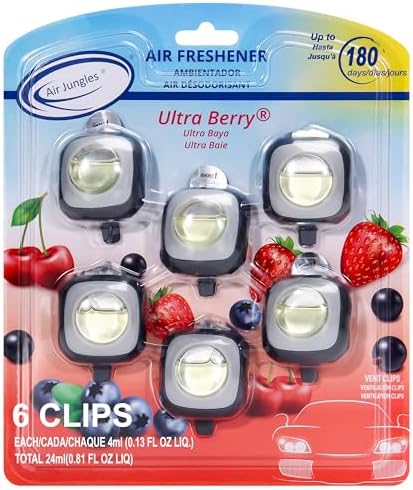 Air Jungles Ultra Berry Scent Car Air Freshener Vent Clips 6 Ct by AirJungles