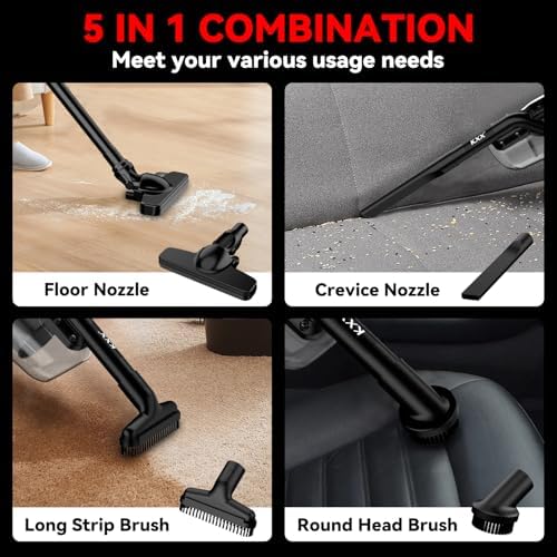 KXX Cordless Vacuum for Milwaukee M18 Battery, 5 in 1 Handheld Electric Vacuum Cleaner with 500W Powerful Motor, 46 CFM Portable Hand Vacuum with Filtration HEPA for Floor, Carpet, Car (Tool Only) - Image 5