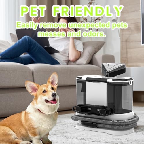 Portable Carpet & Upholstery Cleaner, Deep Cleaning for Rugs, Couch, Curtain, Car Interiors Stains, Pet & Family Friendly, 800W high-performance motor 21Kpa 120V (White) - Image 7