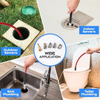 Sewer Jetter Kit for Pressure Washer, 50FT 5800 PSI Drain Cleaner Hose with 1/4" NPT Corner, Rotating and Button Hose Sewer Jetting Nozzle, Waterproof Tape, Pearl Corsage Pin, Spanner, Glove - Image 5
