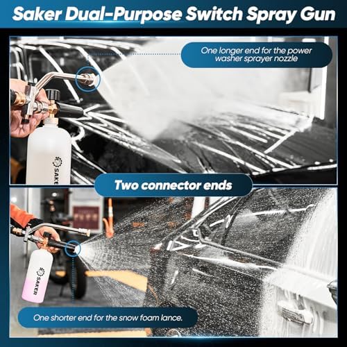 Saker Foam Cannon Dual Connector Accessory, Dual-Purpose Switch Spray Gun,Foam Cannon for Pressure Washer for Car Washing and Cleaning - Image 2