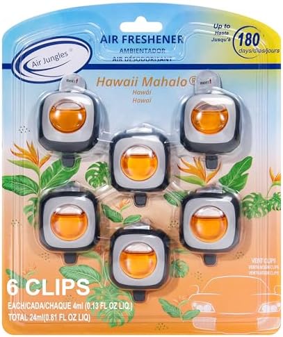 Air Jungles Hawaiian Scent Car Air Freshener Vent Clip 6 Ct, Long Lasting by AirJungles