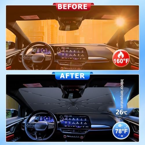 for Car Windshield Sun Shade Umbrella 2025-2026 Chevy Equinox EV Custom Fit Windshield Sun Protector Cover 6-Layer Heat-Resistant Fabric, Ultra-Strong Fiberglass Frame (for 2025-2026 Equinox EV) - Image 2