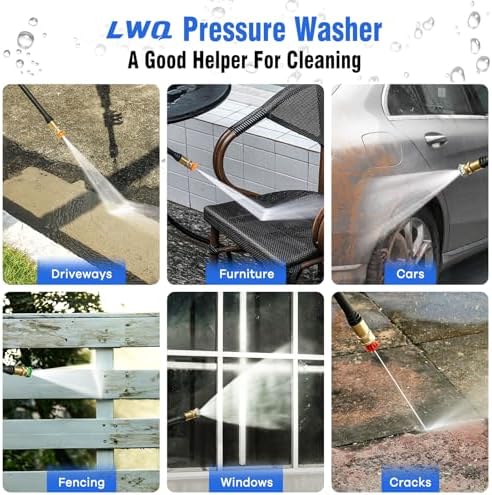 Pressure Washer, Power Washer with 4 Quick Connect Nozzles 1 Foam Cannon, High Pressure Cleaning Machine for Cars/Fences/Driveways/Patios/Farms/Home Cleaning(Light Blue) - Image 4