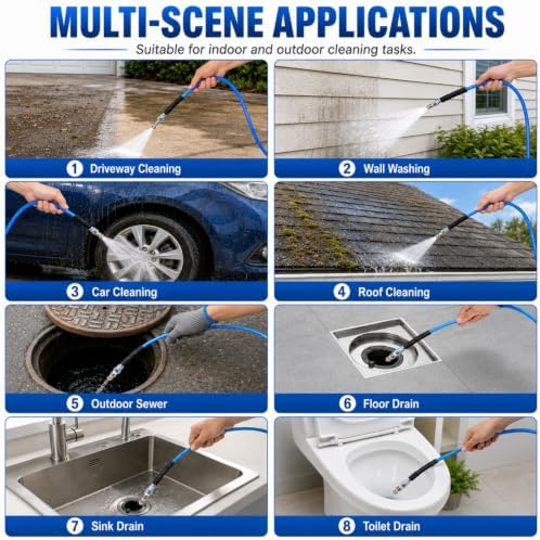 100 FT Sewer Jetter Kit for Pressure Washer, 5800PSI Drain Cleaner Hose - Image 2