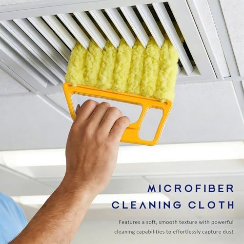 3 PCS Blind Cleaner Duster Tool, 7 Finger Detachable Duster Auto Air Conditioner Cleaning Tool, Washable Dusting Brush Handheld Cleaner for Vehicle Air Vents Blinds (Yellow) - Image 4