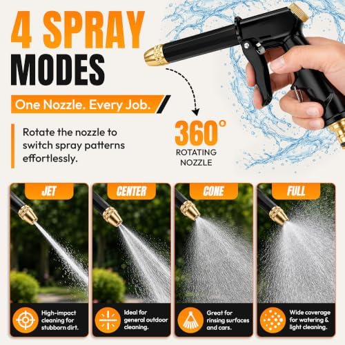 High Pressure Hose Spray Gun with Foam Cannon Garden Hose Nozzle for Car Wash Patio Garden & Outdoor Cleaning - Image 4