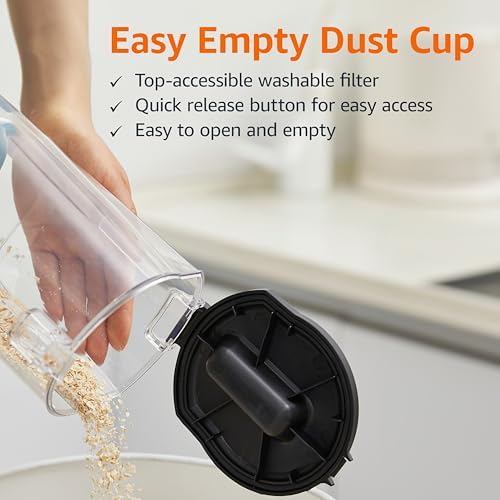 Amazon Basics Upright Bagless Vacuum Cleaner for Carpet and Hard Floors, Washable Filter, Crevice and Upholstery Tools, Detachable Handle, Lightweight, 1.7L Dust Cup, 25ft Cord, Black/White - Image 4