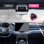 Qydipclin 7pcs Windshield Cleaner Tool Car Window Cleaning Wash Kit with 4 Reusable Microfiber Pads 1 Spray Bottle and Extendable Handle Auto Glass Wiper Kit, Pink - Image 3