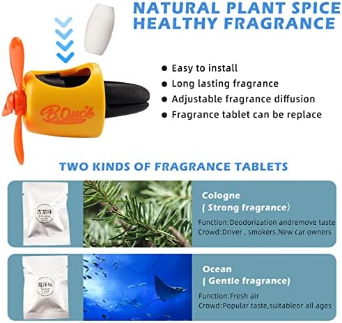 Car Air Freshener Cute Cartoon Yellow Duck Pilot Car Diffuser Rotating Propeller Automotive Air Outlet Fan Creative Car Perfume Decoration Cool Car Accessories Comes with 4 Fragrant Tablets - Image 6