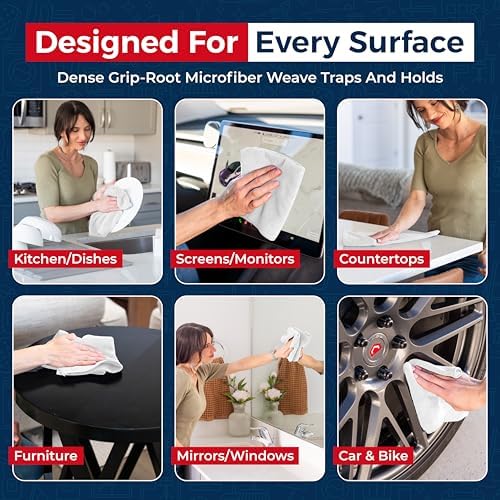USANOOKS Microfiber Cleaning Cloth - White - 12Pcs (12.5x12.5 inch) High Performance - 1200 Washes, Ultra Absorbent Car Towel Traps Grime & Liquid for Streak-Free Mirror Shine - Car Washing Cloth - Image 4