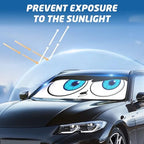 Windshield Sun Shade for Car, 63"x28.5" Universal Fit Front Window Sunshade with Double Steel Ring Frame, Car Sun Shade, UV Protection Windshield Cover with Storage Pouch (Big Eyes) - Image 5