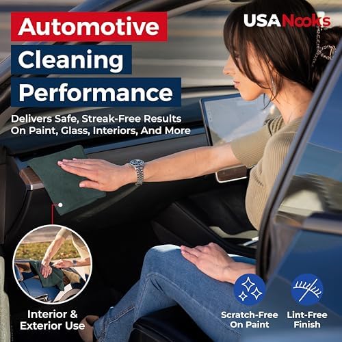 USANOOKS Premium 300GSM Microfiber Cleaning Cloth - 12.5"x12.5" High Performance - 1200 Washes, Ultra Absorbent Microfiber Towels for Cars Undercarriage, Rims & Engine Bay Cleaning - Microfiber Cloth - Image 5