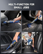 Fanttik Slim V8 APEX Cordless Car Vacuum & Air Duster, 4-in-1 Portable Mini Vacuum with 19000pa Suction Power for Pet Hair, Type-C Charge, One-Touch Empty for Car, Office Desk, Keyboards (Blue) - Image 3