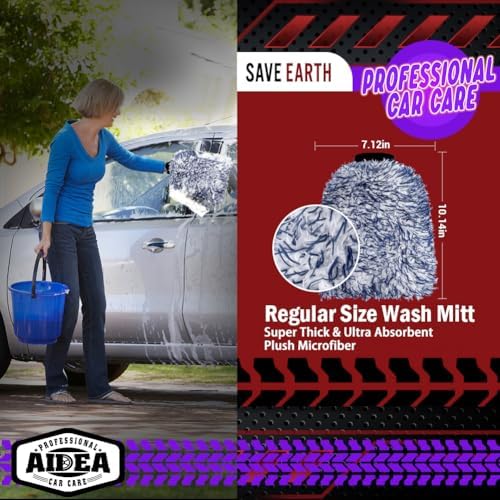 AIDEA Car Wash Mitt Microfiber, 2PK Wheel Cleaner Mitts, 7.12''X10.14'' - Image 2
