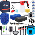 35Pcs Car Wash Detailing Kit Cleaning Kits with Foam Gun Sprayer Collapsible Bucket Brush Large Wash Mitt Towels Complete Interior Exterior Car Washing Supply Set Blue by AUTODECO