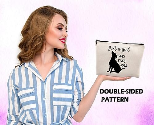 Just a Girl Who Loves Dogs Cosmetic Bag, Animal Lovers Pet Makeup Bag Zipper Cosmetic Pouch Bag Travel Linen Makeup Organizer, Dog Lovers Gifts for Women Girls Teens Dog Owner - Image 5