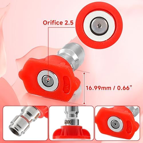 Pressure Washer Tips, 0° Red Nozzle 7 Pack for Cars/Driveways/Patios - Image 5