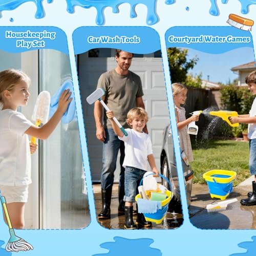 deAO Kids Car Wash Toy Cleaning Set with Brush Spray Bottle Ages 3+ - Image 5