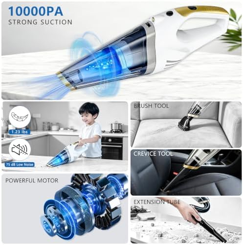 Handheld Vacuum Cordless, Rechargeable Portable Car Vacuum with LED Light - Image 4