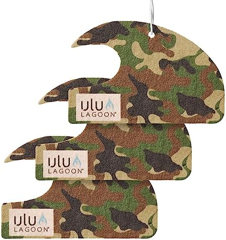 ulu Lagoon Hanging Car Air Freshener | Tropical Beach Coconut Surf Wax Scent Mini Wave | Long Lasting Car Freshener, Closet and Beyond | Made In USA | 3 Pack (Camo) by uluLAGOON