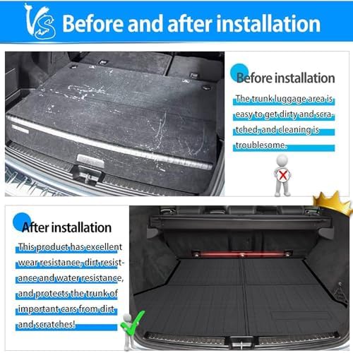 Powerty Trunk Mat for Mercedes-Benz GLE W166 2015-2019 (NOT Fit 2020 GLE 350 with 5 Seats, 2018 550e Hybrid), All Weather TPE Cargo Mat Liner for GLE Rear Trunk - Image 3