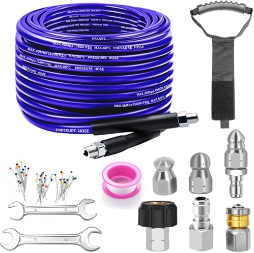 100FT Sewer Jetter Kit for Pressure Washer, 5800PSI Drain Cleaner Hose by Trustworthy