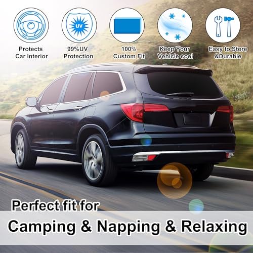 TINGLU Window Shades for Honda Pilot 2016-2026 EX-L Special Edition Elite Black Edition Touring Accessories Car Side Full Windows Rear Windshield Sun Shade Camping Sun UV Rays Privacy Protection 8PCS - Image 6