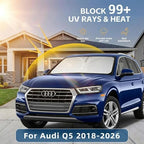 for Audi Q5 Windshield Sun Shade 2018-2024 2025 2026 Front Window Shade Custom Fit Q5 Accessories SQ5 Premium, Premium Plus, Prestige Crossover SUV Sun Visor Foldable Shade Blocks UV Rays Accessories - Image 2