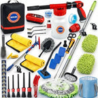 56Pcs Car Wash Cleaning Kit with Foam Gun, Car Wash Brush with Long Handle, Car Detailing Kit, Car Wheel Brush for Car Cleaning Supplies, Adjustable Hose Wash Sprayer-Quick Connector to Any Hose by GASLIKE