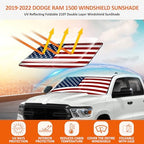 Bestview American Flag Windshield Sunshade for 2019-2022 Dodge Ram 1500: Sun Visor/Windshield Sun Shade for ram 1500 Truck, Foldable Front Window Sunshade Accessories Protector Block UV Rays Heat - Image 3