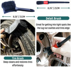 oesee Professional 4 Pack Long Handle Wheel Brush Kit for Cleaning Wheel and Tire- 2X Soft Wheel Cleaning Brush, Detailing Brush and Stiff Tire Brush, Bendable& Durable Wheel Rim Cleaner Brush Set - Image 4