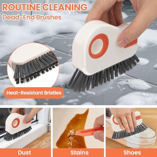 12pcs Window Track Cleaner Tool Set, Window Sill & Groove Cleaning Brushes with Hard Bristle Crevice Brush and Debris Pliers for Sliding Door Rails, Shower Door Tracks, Kitchen & Bathroom Gaps - Image 2
