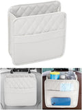 Mandark PU Leather Car Seat Back Organizer, Gray | Three-pocket layout with clear panel, elastic strap installation, fits most cars, SUVs, and trucks, car interior accessories by Unknown