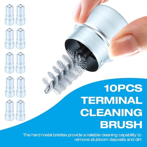 10pcs Stainless Steel Battery Tterminal Cleaner,Battery Terminal Cleaning Brushes, Universal Battery Post Cleaner Tool for Car, Truck, Marine Top & Side Terminals Dirt Removal - Image 2