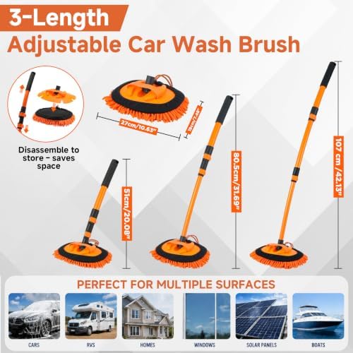 FIXFANS Pressure Washer Foam Cannon Gun, Car Wash Brush with Long Handle - Image 4