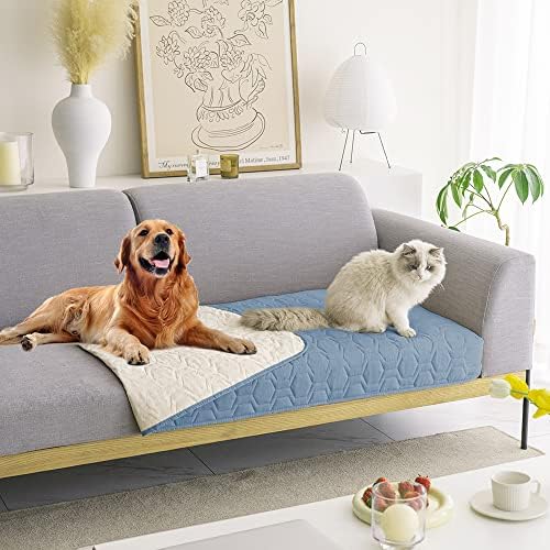 Waterproof Blanket Couch Cover for Dogs Non-Slip Pet Sofa Protector | Tcksstex Non-slip waterproof couch cover scratch resistant machine washable protects sofa bed car（30x70-Stoneblue） by TcksstexFauxFurDogBedCover