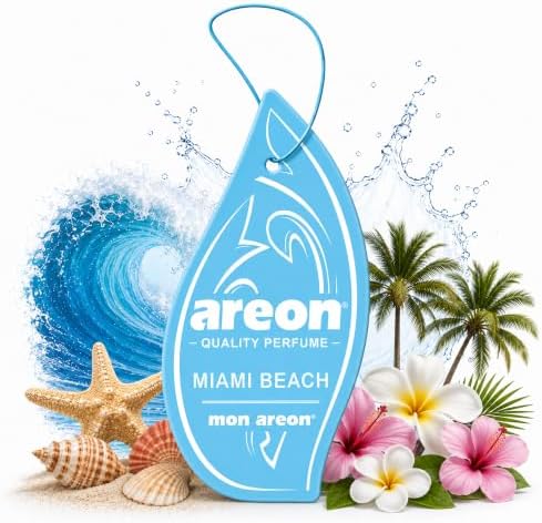 AREON MON MA08 Long Lasting Paper Hanging Ornaments for Car or Home Hanging Best Car Air Freshener Miami Beach Scent, 12 Pack by AREON