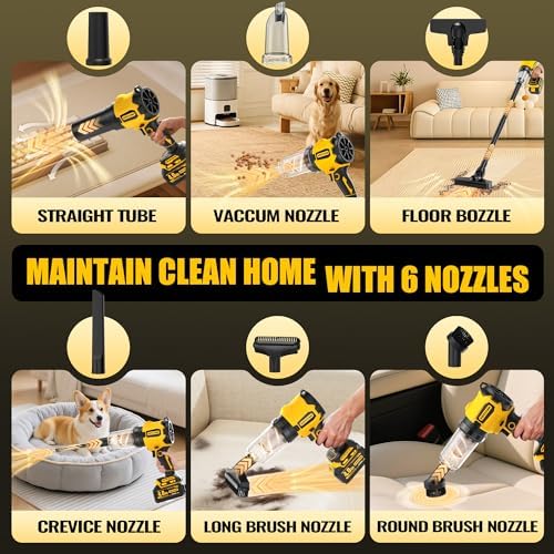 7-in-1 Cordless Vacuum Cleaner, Battery Powered Handheld Car Vacuum with 700W Brushless Motor, 50KPA High Power Suction & Blower for Home, Car, Pet Hair, Keyboard - Image 4