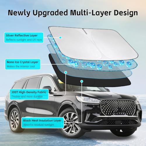 Windshield Sun Shade for Lincoln Aviator 2020-2026 Sunshade - Image 3