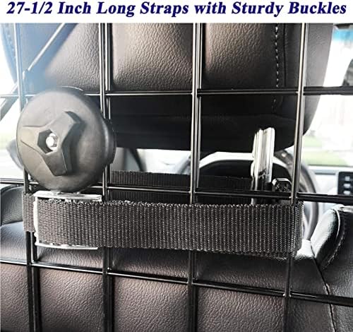 2Pack Nylon Strap with Metal Buckle and 4 Sets of Clips Accessories, DIY to Fix Most Dog Car Barrier on Rear Headrest and Strengthen Stability of the Side Panel, Black - Image 3