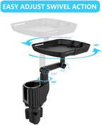 4-in-1 Car Cup Holder Expander Tray,Detachable Car Food Tray Retractable with Dual Cup Holder, Phone Holder, 360°Rotation Adjustable Base, Road Trip Essentials Car Accessories (A01) - Image 2
