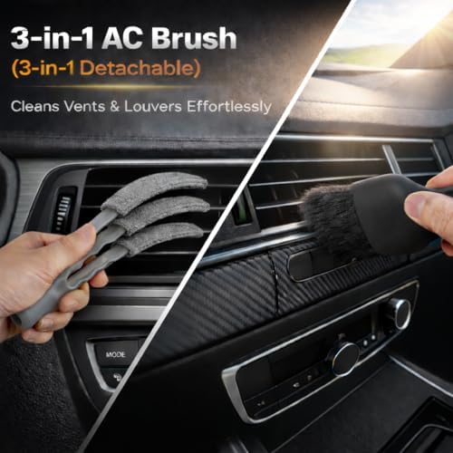 Car Detailing Kit 15PCS, Boar Hair Brushes,160g Gel, Swivel Glass Tool - Image 4