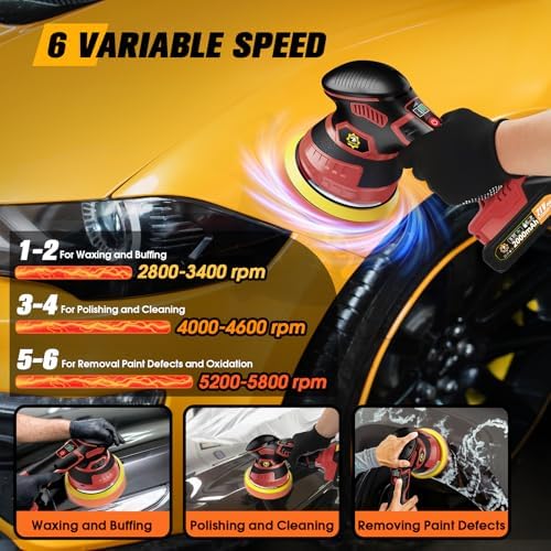Cordless Car Buffer Polisher kit, DA Polisher with 2*21V Batteries - Image 4