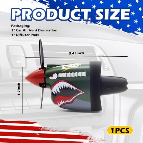2026 New P-40 Warhawk Car Air Freshener,P-40 Fighter Car Vent Clips with Spinning Propeller for Reducing Odors,Universal Air Vent Decorations for Cars as Gift for Men & Pilots (P-40 Fighter Plane) - Image 2